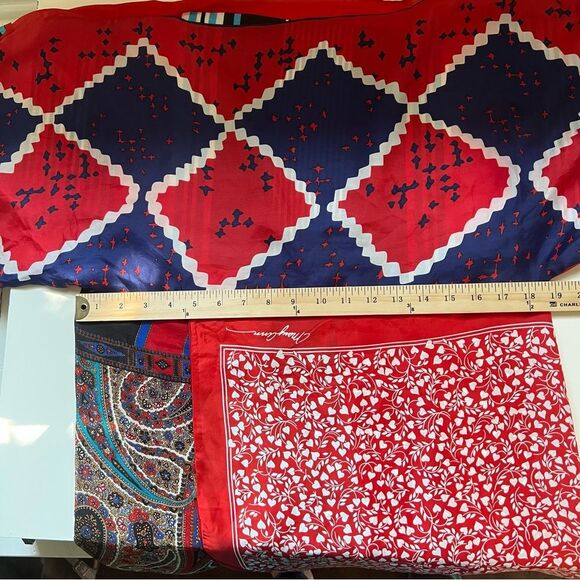 Christine Chaney Scarf Dress Red Patchwork Silk Size Medium Boho Art to Wear - Picture 6 of 8